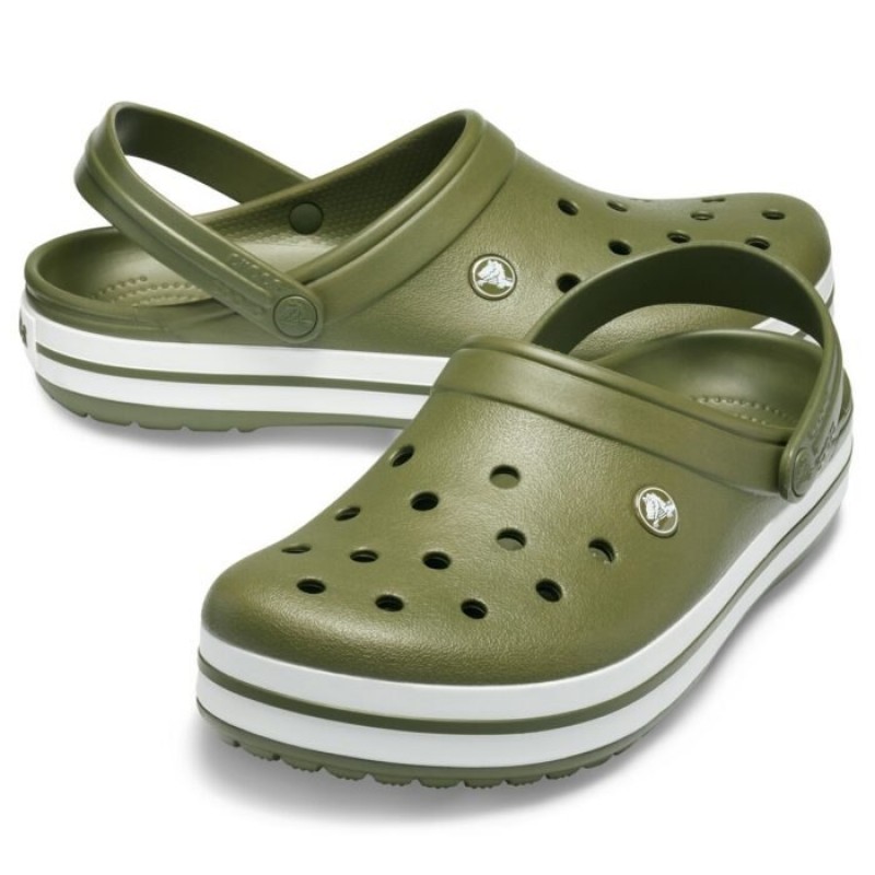 Crocs Crocband Army Green White